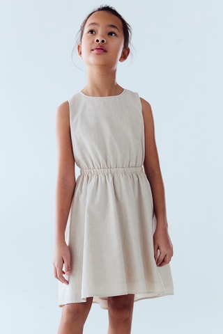 Robe lin détail froncé - Gris clair