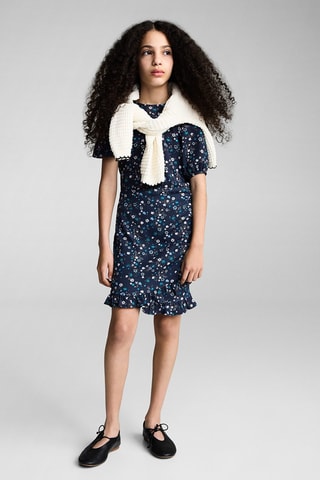 Robe courte fleurs - Bleu marine