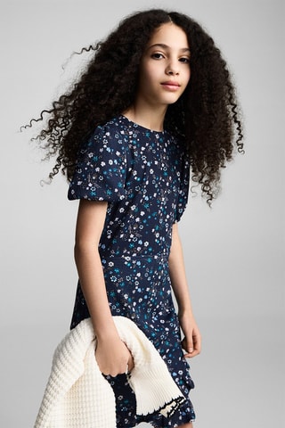 Robe courte fleurs - Bleu marine