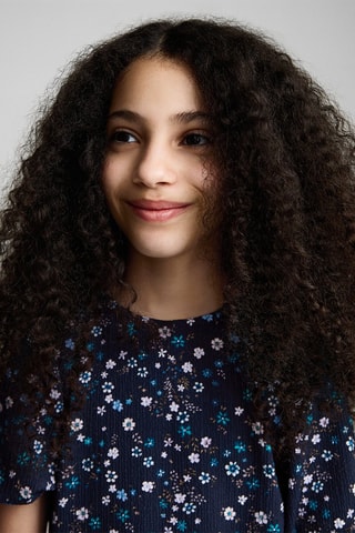 Robe courte fleurs - Bleu marine