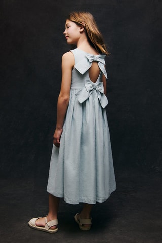 Robe lin noeud - Bleu