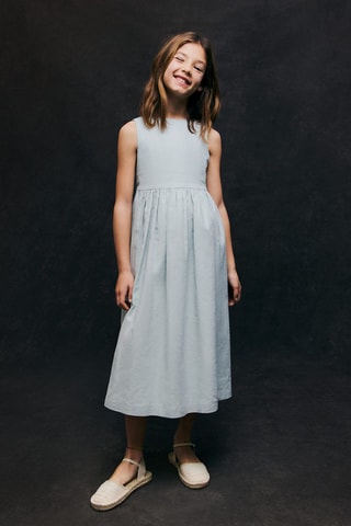 Robe lin noeud - Bleu