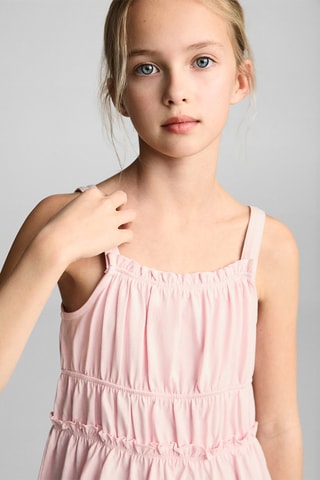 Robe froncée bretelles - Rose