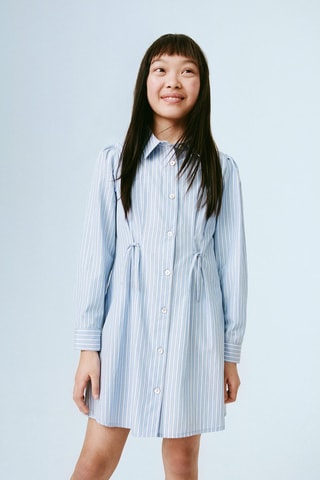 Robe chemisier à rayures - Bleu