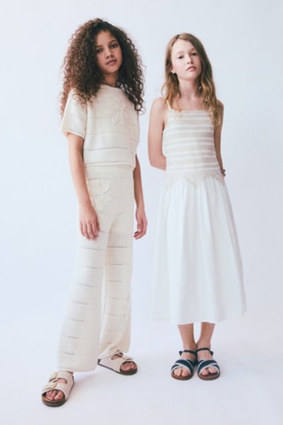 Robe midi brodée - Blanc