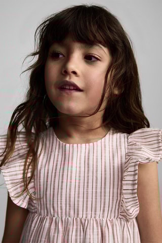 Robe rayures volants - Rouge