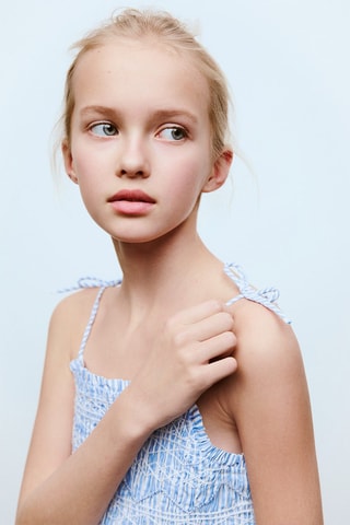 Robe froncée rayures - Bleu