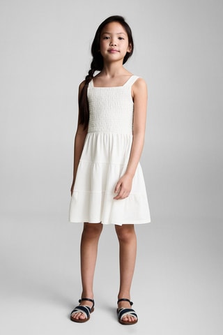 Robe nid d'abeilles coton - Blanc cassé