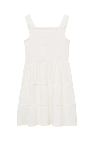 Robe nid d'abeilles coton - Blanc cassé