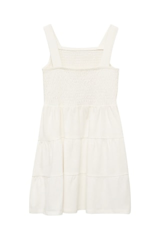 Robe nid d'abeilles coton - Blanc cassé