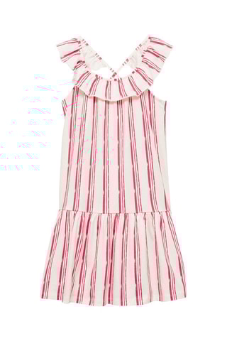 Robe coton à rayures - Blanc cassé