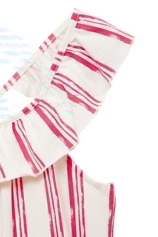 Robe coton à rayures - Blanc cassé