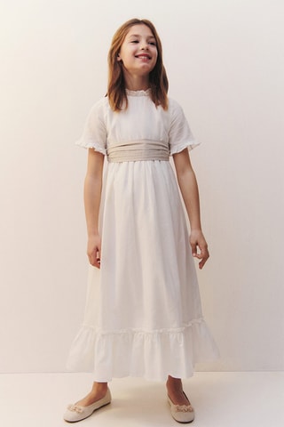 Robe lin volantée - Blanc