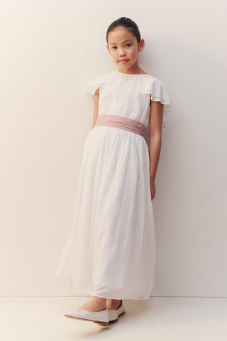 Robe texturée tissu plissé - Blanc