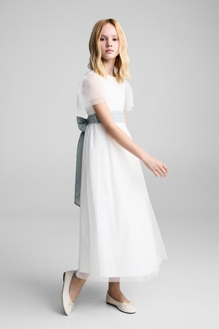 Robe plumetis noeud - Blanc