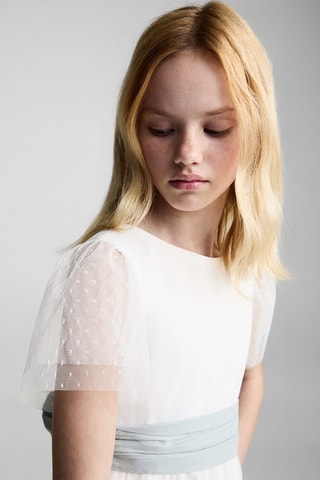 Robe plumetis noeud - Blanc