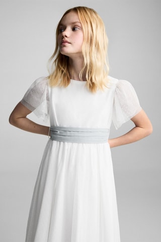 Robe plumetis noeud - Blanc