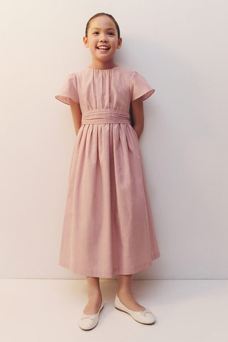 Robe lin ouverture dos - Rose