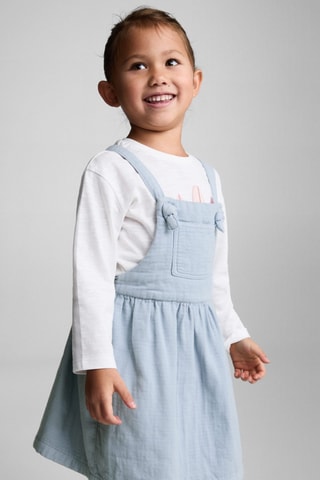 Robe chasuble courte coton - Bleu clair