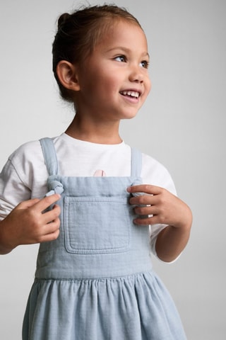 Robe chasuble courte coton - Bleu clair