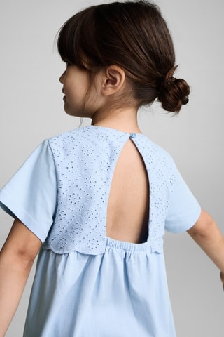 Robe brodée coton - Bleu