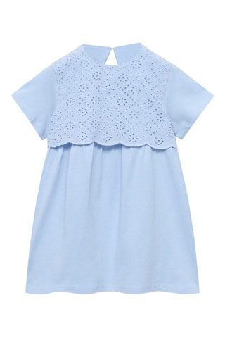 Robe brodée coton - Bleu