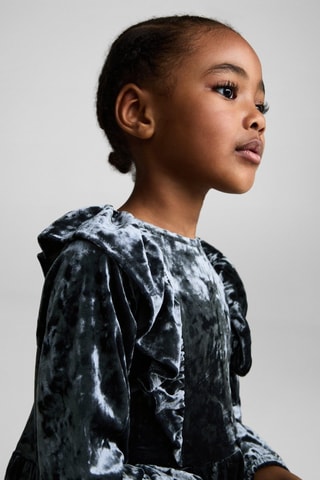 Robe velours volantée - Bleu