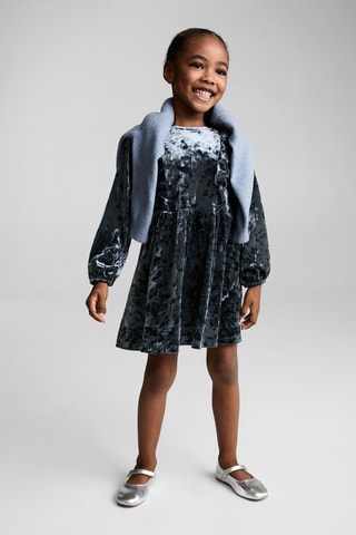 Robe velours volantée - Bleu