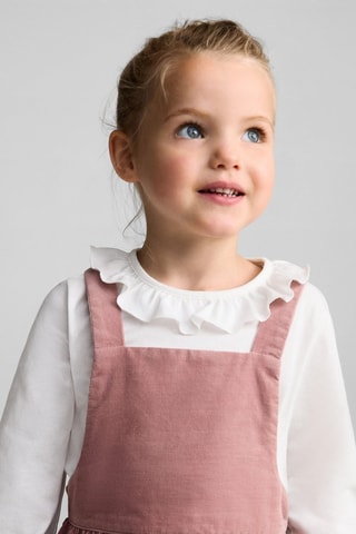 Robe chasuble velours milleraies boutons - Rose