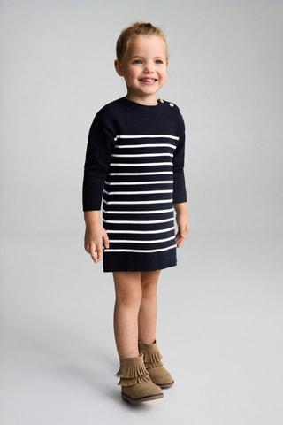 Robe en maille à rayures - Bleu marine