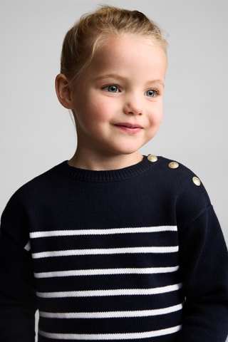 Robe en maille à rayures - Bleu marine