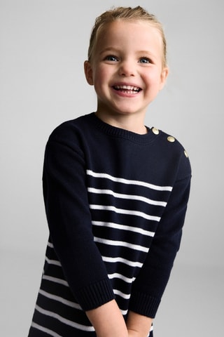 Robe en maille à rayures - Bleu marine