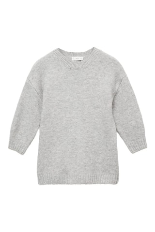 Robe maille manches bouffantes - Gris chiné