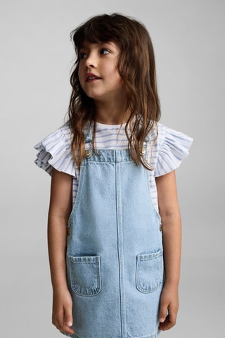 Robe chasuble courte en jean - Bleu clair