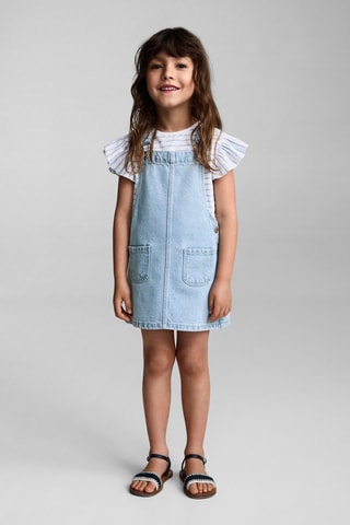 Robe chasuble courte en jean - Bleu clair