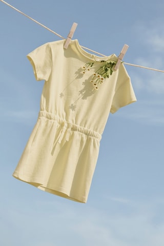 Robe coton cordon de serrage - Jaune