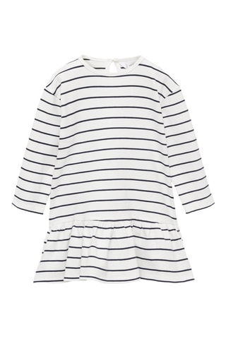 Robe coton à rayures - Blanc cassé