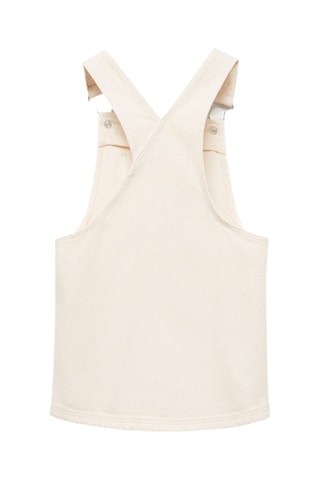 Robe chasuble courte en jean - Ecru