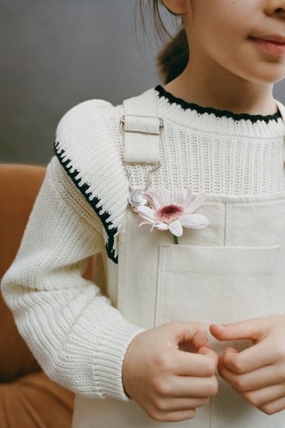 Robe chasuble courte en jean - Ecru