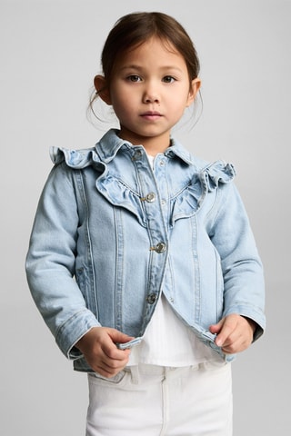 Blouson denim à volants - Bleu clair