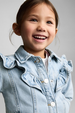 Blouson denim à volants - Bleu clair