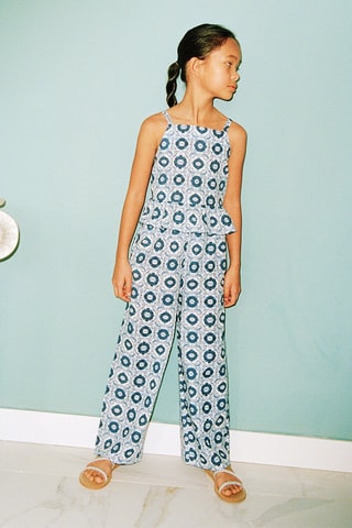 Chemisier imprimé volanté - Bleu