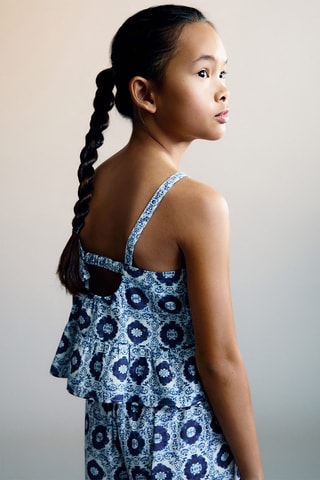 Chemisier imprimé volanté - Bleu