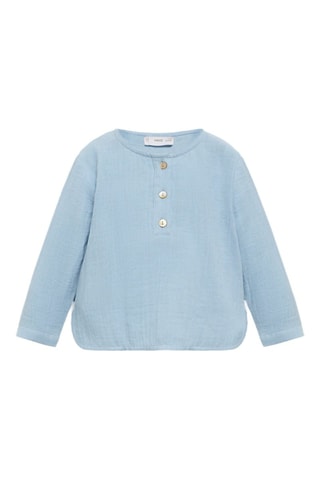 Chemise coton tissu plissé - Bleu clair