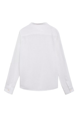 Chemise coton lin col mao - Blanc
