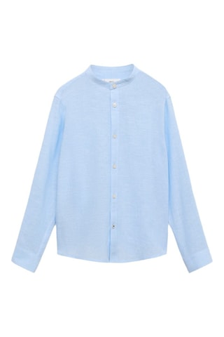 Chemise coton lin col mao - Blanc