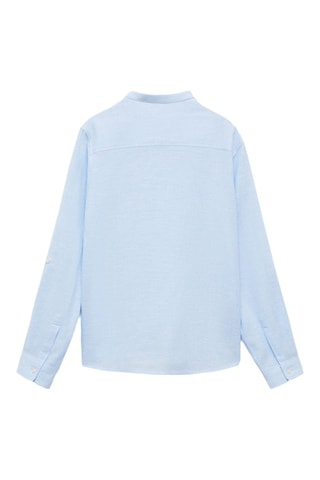 Chemise coton lin col mao - Blanc