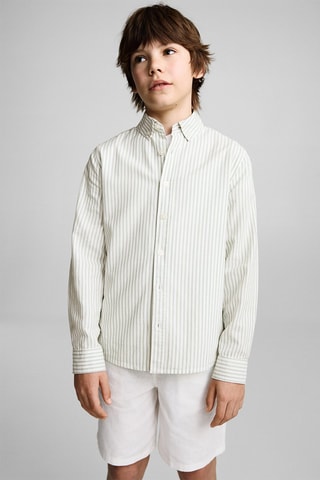 Chemise 100 % coton rayures Oxford - Vert