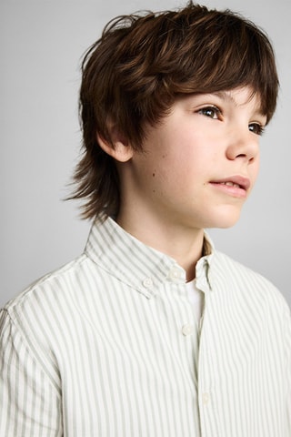 Chemise 100 % coton rayures Oxford - Vert