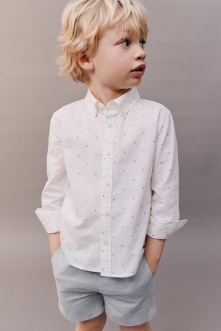 Chemise oxford imprimée - Blanc